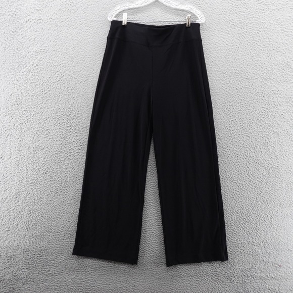 Boston Proper‎ Beyond Travel Wide Leg Pants Medium Black Pull On Nylon Stretch - Picture 1 of 14